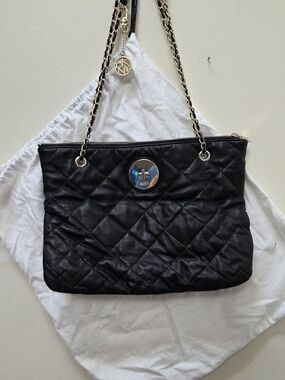 DNKY Quilted Chain-Handle Shoulder Bag - Black
